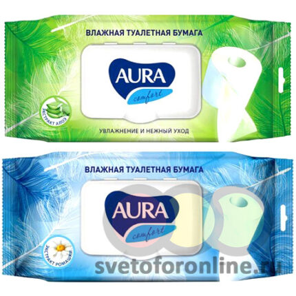 Влажная туалетная бумага AURA ULTRA COMFORT 120 шт