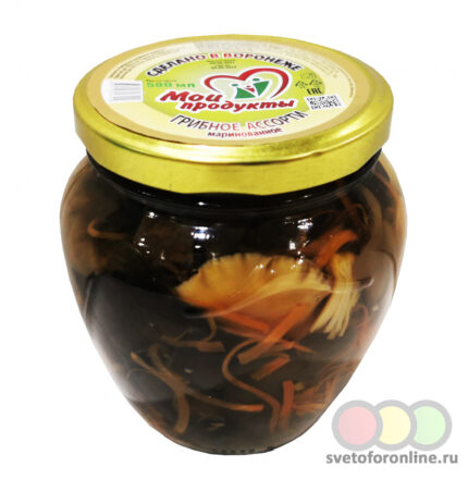 Грибное ассорти маринованное ст/б 630мл/580г ТУ