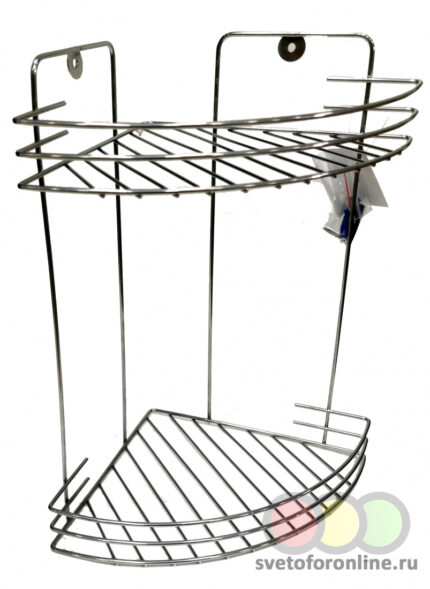 Полочки настенные универсальные металлические хромированные с крючками