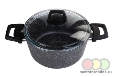 Кастрюля с крышкой каменная с а/п покрытием 3л алюминий