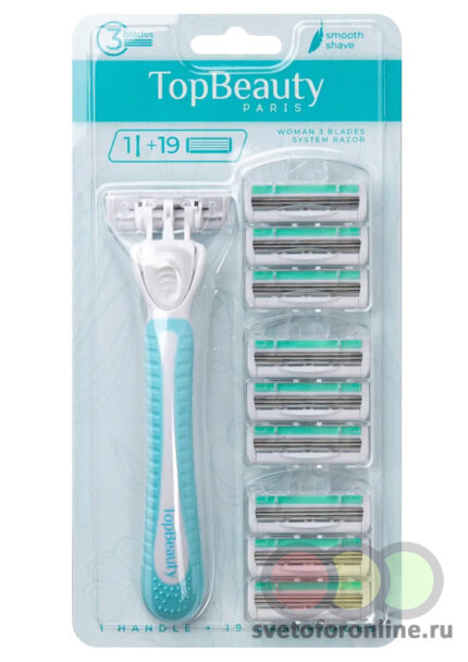 Женская бритва TopBeauty Paris Slim 3 лезвия (1 Бритва 19 сменных кассет)
